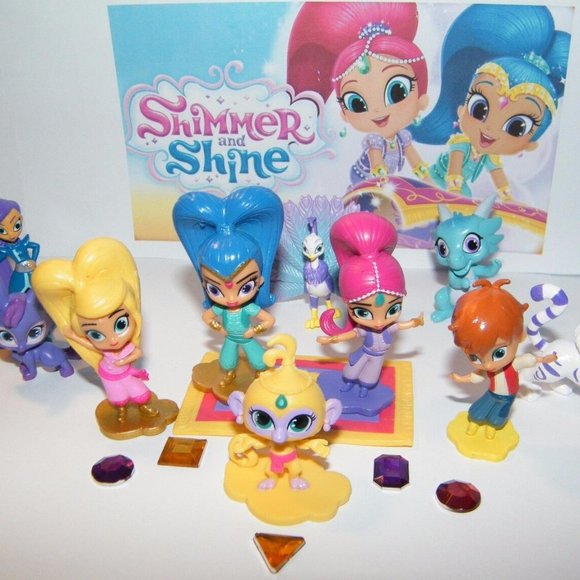 Nick Jr. Shimmer and Shine Figure Set of 12 w/ Leah, Zac, Zeta and 5 Genie Gems - Picture 1 of 6